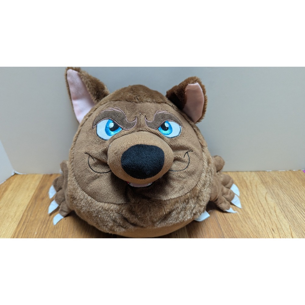 Kellytoy Plush Big Bad wolf Brown round squishy Werewolf Embroidered blue Eyes